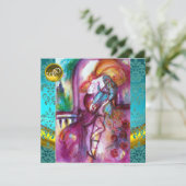 Invitation ROMÉO ET JULIETTE Bleu Aqua, Damassé Floral Sarcel (Debout devant)