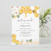 Invitation ROMY Sweet As Can Bee Blanc Floral 1er Anniversair (Debout devant)