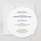 Invitation ronde à l'infini en violet et blanc (Dos)