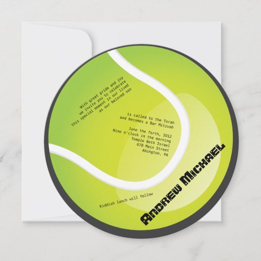 Invitation ronde de bat mitzvah de barre de TENNIS (Devant)