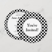 Invitation ronde de pois noir de Fête de la mariée (Devant / Derrière)