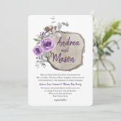 Invitation rondelle Rose pourpre et Mariage Eucalyptus (Debout devant)