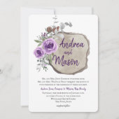 Invitation rondelle Rose pourpre et Mariage Eucalyptus (Devant)