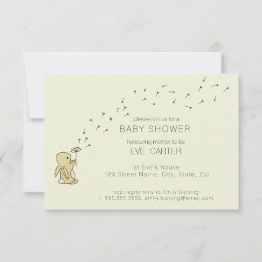 Invitation Roo Bunny - Dandelion Voeux Baby shower (Devant)