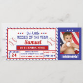 Invitation Rookie Année 1er Anniversaire Billet de baseball P (Devant)