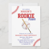 Invitation Rookie Année Baseball 1er Anniversaire (Devant)