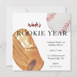 Invitation Rookie Année Premier anniversaire Sports Baseball