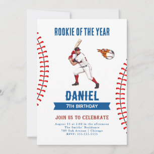 Invitation Rookie Baseball fête d'anniversaire