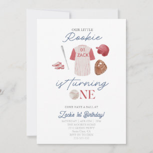 Invitation Rookie Baseball Uniform Boys 1er anniversaire