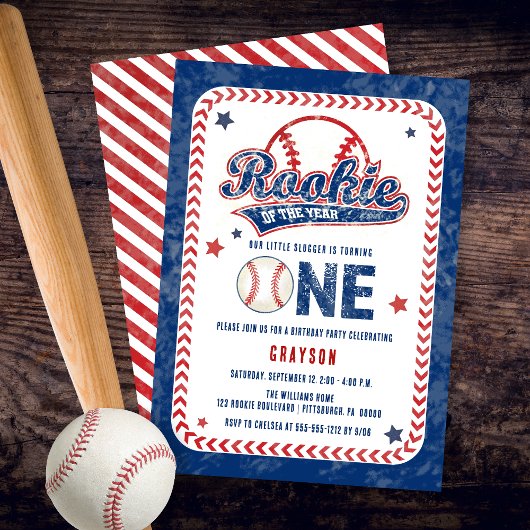 Invitation Rookie de baseball de l'année 1er fête d'anniversa