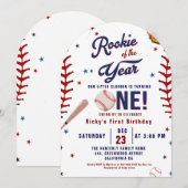 Invitation Rookie de baseball de l'année Baseball 1er anniver (Devant / Derrière)