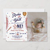 Invitation Rookie de baseball de l'année Baseball 1er anniver (Devant)