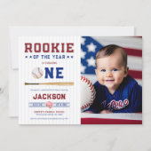 Invitation Rookie de l'année 1er Anniversaire Baseball (Devant)