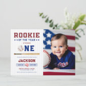 Invitation Rookie de l'année 1er Anniversaire Baseball (Debout devant)