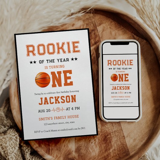 Invitation Rookie de l'année 1er anniversaire de basket-ball