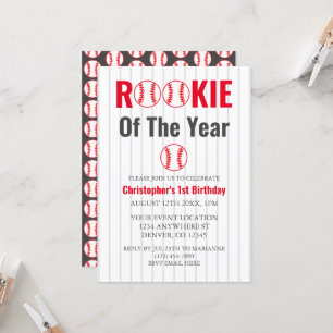 Invitation Rookie De L'Année Baseball 1er Anniversaire