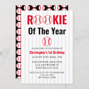 Invitation Rookie De L'Année Baseball 1er Anniversaire