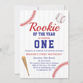 Invitation Rookie De L'Année Baseball 1er Anniversaire (Devant)
