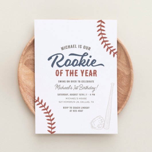 Invitation Rookie de l'année Baseball 1er anniversaire