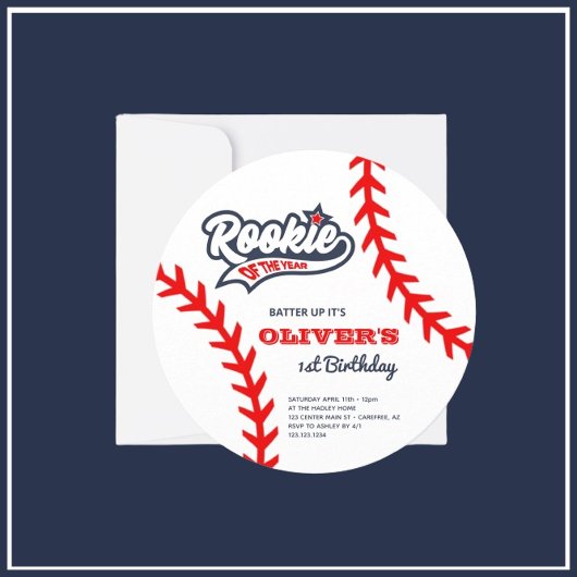 Invitation Rookie de l'année Baseball 1er anniversaire