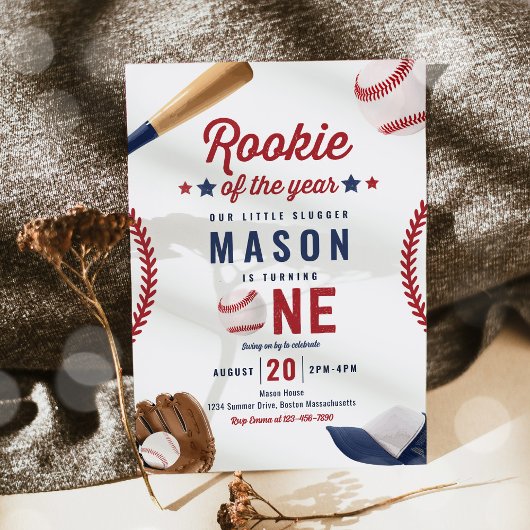 Invitation Rookie De L'Année Baseball 1er Anniversaire