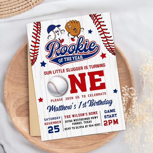 Invitation Rookie de l'année Baseball 1er anniversaire