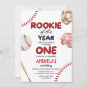 Invitation Rookie de l'année Baseball 1er anniversaire (Devant)