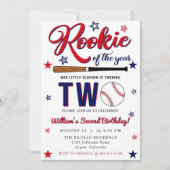 Invitation Rookie de l'année Baseball deuxième 2e anniversair (Devant)