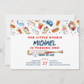 Invitation Rookie de l'année Baseball fête d'anniversaire (Devant)