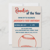 Invitation Rookie de l'année Baseball fête d'anniversaire (Devant)