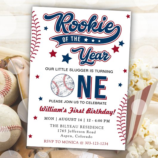 Invitation Rookie de l'année Baseball premier 1er anniversair