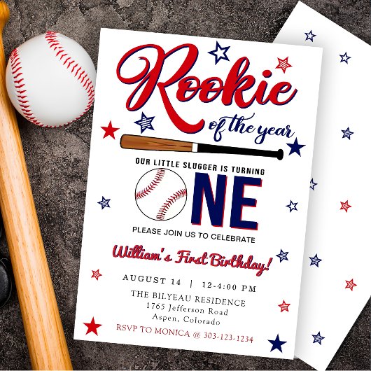 Invitation Rookie de l'année Baseball premier 1er anniversair