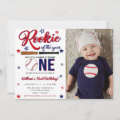 Invitation Rookie de l'année Baseball premier 1er anniversair (Devant)