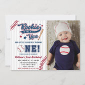 Invitation Rookie de l'année Baseball premier 1er anniversair (Devant)