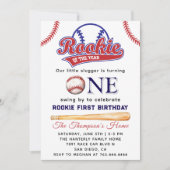 Invitation Rookie de l'année baseball sur le thème 1er annive (Devant)