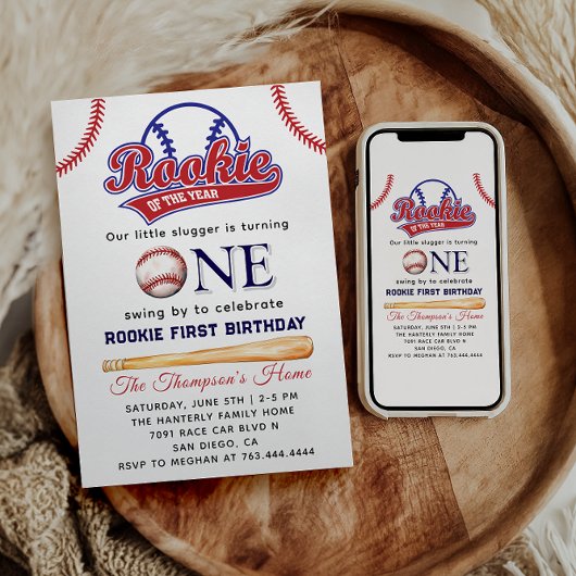 Invitation Rookie de l'année baseball sur le thème 1er annive