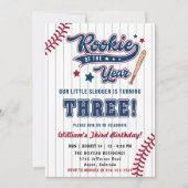 Invitation Rookie de l'année Baseball troisième 3e anniversai (Devant)
