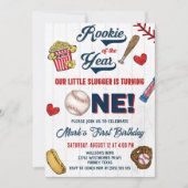 Invitation Rookie de l'année Baseball Vintage 1er anniversair (Devant)