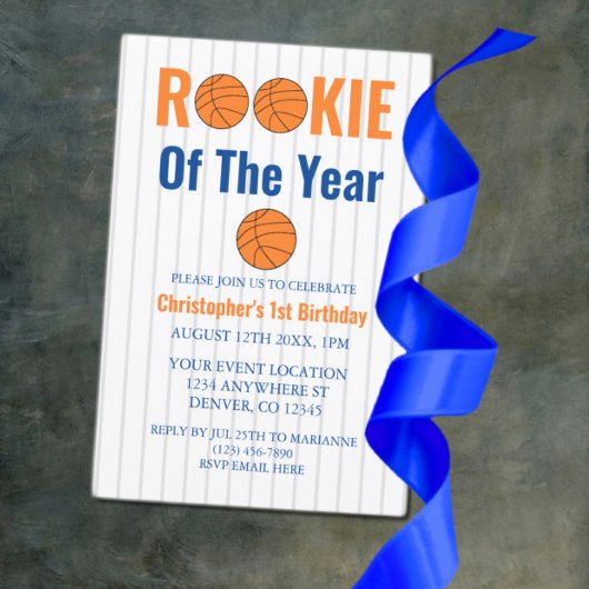Invitation Rookie De L'Année Basket 1Er Anniversaire