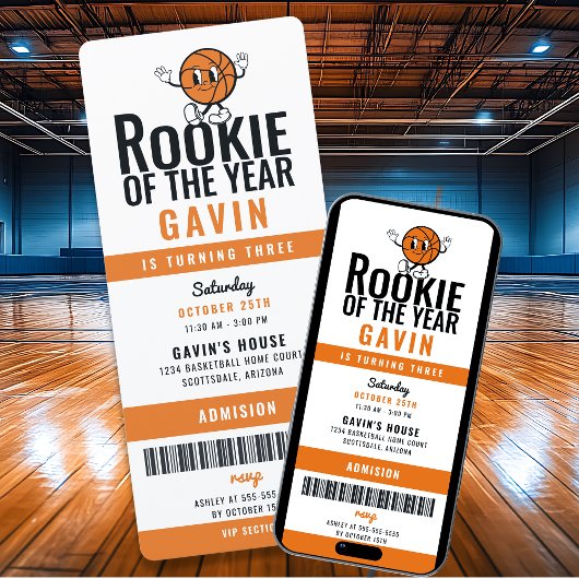 Invitation Rookie De L'Année Basketball Customisé Anniversair