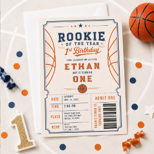 Invitation Rookie de l'année de basketball vintage 1er annive