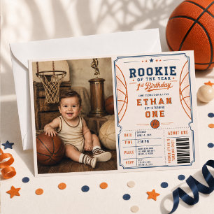 Invitation Rookie de l'année de basketball vintage pour 1er a