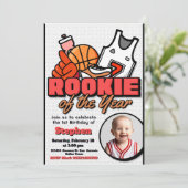 Invitation Rookie de l'année - Garçon premier anniversaire Ba (Debout devant)