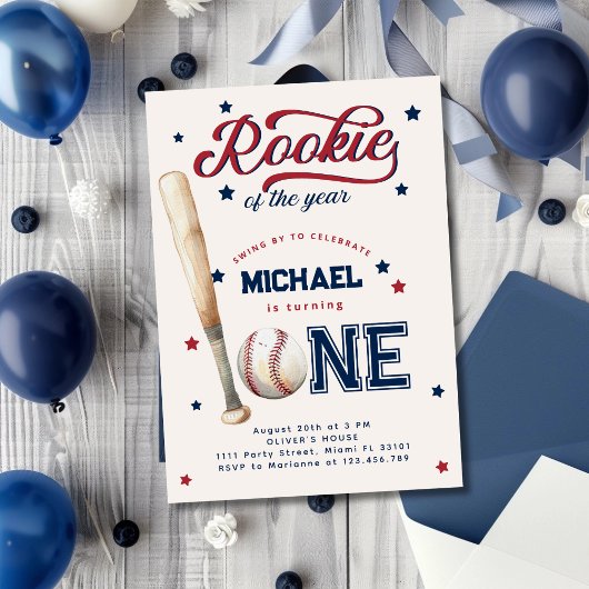 Invitation Rookie de l'année Premier anniversaire de la fête 