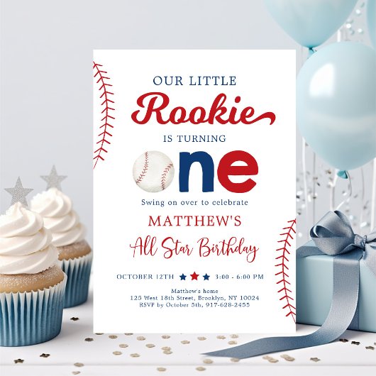 Invitation Rookie tournant un premier anniversaire de basebal