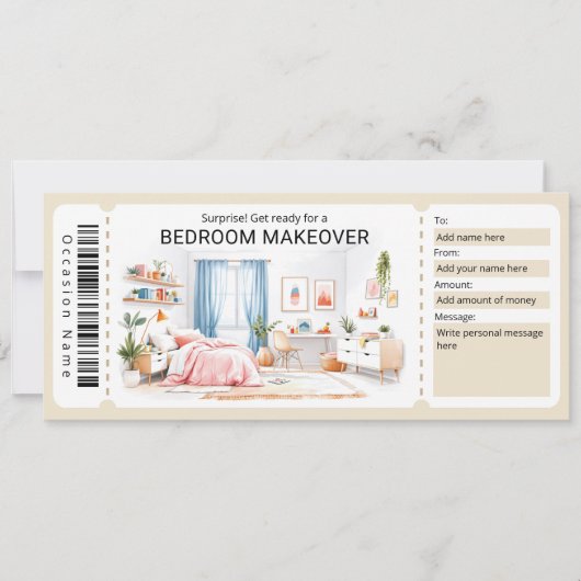 Invitation Room Makeover Gift Certificate (Devant)