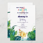 Invitation Rooster Aquarelle N'importe quel âge Garçon 1er an (Devant / Derrière)