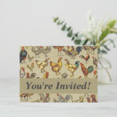 Invitation Rooster Poulet de la ferme Pays Animal (Debout devant)