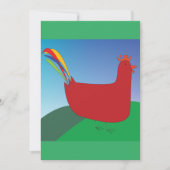 Invitation Rooster rouge coloré avec Rainbow Tail sur Hill (Devant)