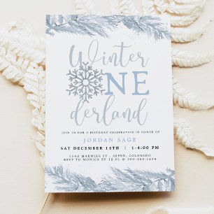Invitation RORY Blue Winter OnderLand Pine 1er anniversaire